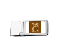 Never Too Old Too Learn Art Deco Fashion Slim Money Clip Stainless Holder Pocket Wallet