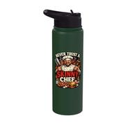 Never Trust a Skinny Chef Funny Dad BBQ Cook Grilling Stainless Steel Insulated Water Bottle