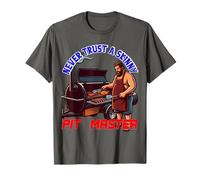 Never Trust a Skinny Pit Master BBQ Smoker Cook T-Shirt