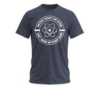 Never Trust an Atom T Shirt - Funny Science T Shirts for Men Nerdy T Shirts for Science Chemistry Space Astronomy Lover, Navy Heather, Large