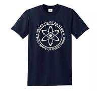 Never Trust an Atom They Make Up Everything Men's T-Shirt Science Gift Funny Top Tee(Navy,L)