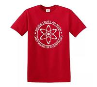 Never Trust an Atom They Make Up Everything Men's T-Shirt Science Gift Funny Top Tee(Red,M)