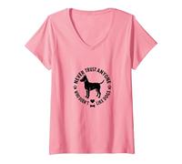 Never Trust Anyone Who Doesn't Like Dogs Pet Love V-Neck T-Shirt, Women, Pink, XXL