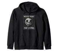 Never Trust The Living, Gothic Horror Smiling Face, Goth Zip Hoodie