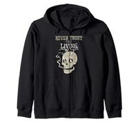 Never Trust The Living Gothic Satanic Occult Goth Wicca Zip Hoodie