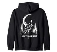 Never Turn Back Wolf Howling at Moon Zip Hoodie