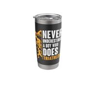 Never Underestimate A Boy Who Does Triathlon Triathlete Stainless Steel Insulated Tumbler