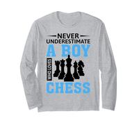 Never Underestimate A Boy Who Loves Chess Long Sleeve T-Shirt