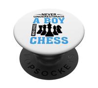 Never Underestimate A Boy Who Loves Chess PopSockets Adhesive PopGrip