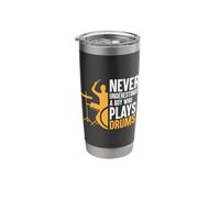 Never Underestimate A Boy Who Plays Drums Drumming Drummer Stainless Steel Insulated Tumbler