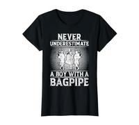 Never Underestimate A Boy with A Bagpipe - Bagpiper Value Graphic T-Shirt, Women, Black, M