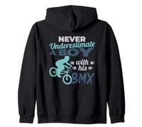 Never Underestimate A Boy With His BMX Rider Bike Motocross Zip Hoodie