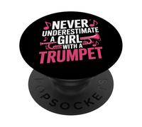 Never Underestimate A Girl Trumpet Player Band Music PopSockets Adhesive PopGrip