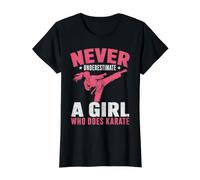 Never Underestimate A Girl Who Does Karate Martial Arts Value Graphic T-Shirt, Women, Black, S