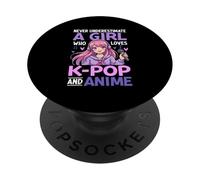Never Underestimate A Girl Who Loves K Pop And Anime PopSockets Adhesive PopGrip