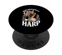 Never Underestimate A Girl With A Harp Music PopSockets Adhesive PopGrip
