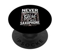 Never Underestimate A Girl With A Saxophone Band PopSockets Adhesive PopGrip