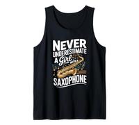 Never Underestimate A Girl with A Saxophone Jazz Tank Top