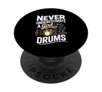 Never Underestimate A Girl With Drums Band Music PopSockets Adhesive PopGrip
