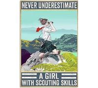 Never Underestimate A Girl With Scouting Skills Vintage Wall Decor Metal Sign 8X12 inch