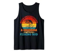 Never Underestimate a Grandma with a Fishing Rod Grandma Tank Top