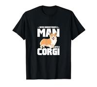 Never Underestimate A Man with A Corgi Dog Dad Corgi Lover T-Shirt, Men, Black, X-Large