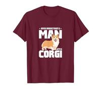 Never Underestimate A Man with A Corgi Dog Dad Corgi Lover T-Shirt, Men, Burgundy, X-Large