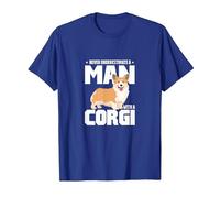 Never Underestimate A Man with A Corgi Dog Dad Corgi Lover T-Shirt, Men, Royal Blue, Medium