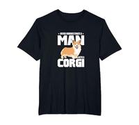 Never Underestimate A Man with A Corgi Dog Dad Corgi Lover T-Shirt, Men's Big and Tall, Black, 4X Tall