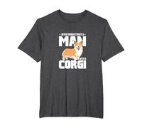 Never Underestimate A Man with A Corgi Dog Dad Corgi Lover T-Shirt, Men's Big and Tall, Dark Heather Grey, 5X Tall