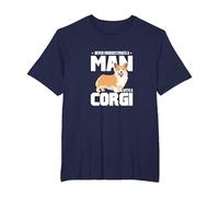 Never Underestimate A Man with A Corgi Dog Dad Corgi Lover T-Shirt, Men's Big and Tall, Navy Blue, 5X Tall