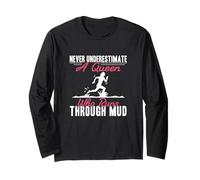 Never Underestimate A Queen Who Runs Through Mud Mudding Fan Long Sleeve T-Shirt