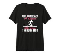 Never Underestimate A Queen Who Runs Through Mud Mudding Fan Premium T-Shirt