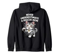 Never Underestimate A Rescue Mom Adopt Dont Shop Cat Zip Hoodie