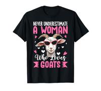 Never Underestimate A Woman Who Loves Goats Animal Farmer T-Shirt