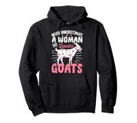 Never Underestimate A Woman Who Loves Goats Farmer Animal Pullover Hoodie