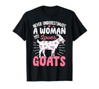 Never Underestimate A Woman Who Loves Goats Farmer Animal T-Shirt