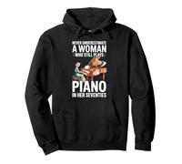 Never Underestimate A Woman Who Still Plays Piano 70s Pullover Hoodie