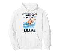 Never Underestimate A Woman Who Still Swims Her Seventies Pullover Hoodie
