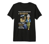 Never Underestimate a Woman Who Still Travels in Her 70's Premium T-Shirt