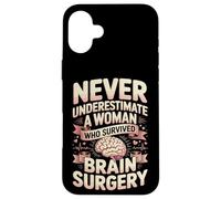 Never Underestimate A Woman Who Survived Brain Surgery Case for iPhone 16 Plus