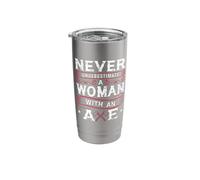 Never Underestimate A Woman with an Axe Shirt Lumberjack Stainless Steel Insulated Tumbler