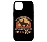NEVER UNDERESTIMATE A WOMAN WITH HORSES IN HER 70S Rider Case for iPhone 14 Plus