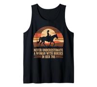 Never Underestimate A Woman with Horses in HER 70S Riding Tank Top