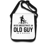 Never Underestimate an Old Guy On A Bicycle Shoulder Bag White