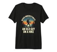 Never Underestimate an Old Guy On A Hike Retro Hiking Dad Premium T-Shirt