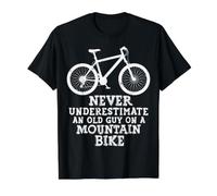 Never Underestimate an Old Guy on a Motorbike Mountain Biker Value Graphic T-Shirt, Men, Black, XL