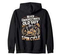 Never Underestimate An Old Guy On A Spin Cycle Zip Hoodie