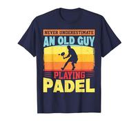 Never Underestimate an Old Guy Playing Padel T-Shirt, Men, Navy Blue, Large