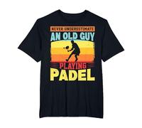 Never Underestimate an Old Guy Playing Padel T-Shirt, Men's Big and Tall, Black, 6X Tall